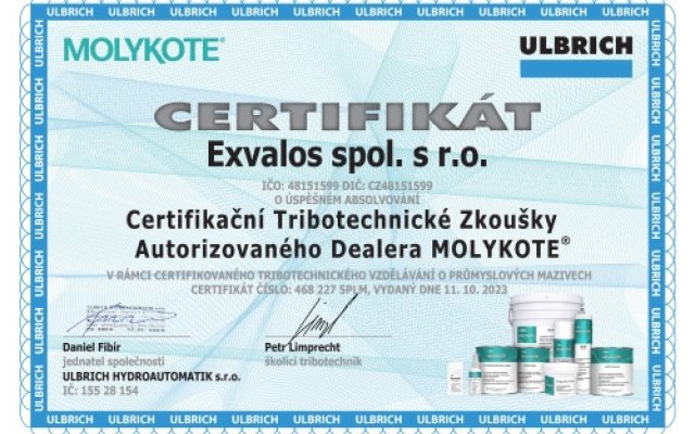 Certifikát MOLYKOTE